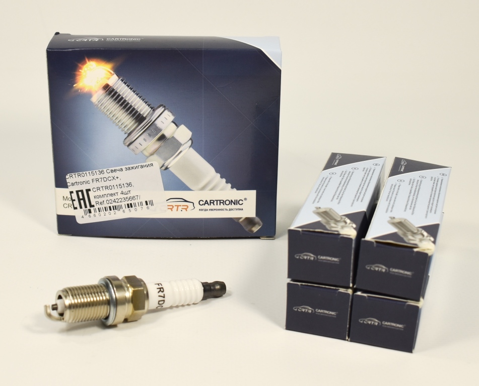 Свеча зажигания Cartronic FR7DCX+, CRTR0115136, комплект 4шт Ref.BKR6ES-11/ 0242235667/ 0242235913